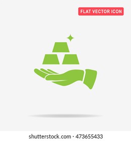 Gold and hand. Vector concept illustration for design.