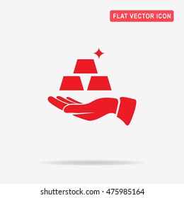 Gold and hand. Vector concept illustration for design.