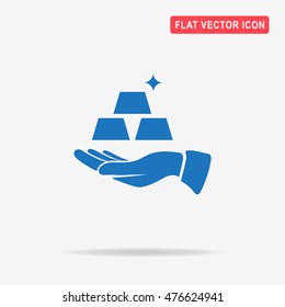Gold and hand. Vector concept illustration for design.