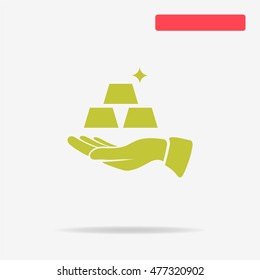 Gold and hand. Vector concept illustration for design.