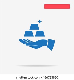 Gold and hand. Vector concept illustration for design.