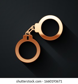 Icono de esposas doradas aisladas en fondo negro. Estilo de sombra largo. Ilustración vectorial