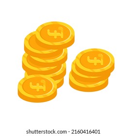 Mano dorada de monedas en libras. Ilustración plana del vector