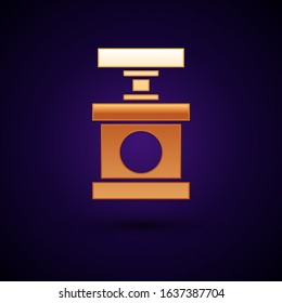 Gold Handle detonator for dynamite icon isolated on dark blue background.  Vector Illustration
