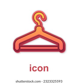 Gold Hanger wardrobe icon isolated on white background. Cloakroom icon. Clothes service symbol. Laundry hanger sign.  Vector