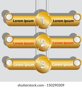 Gold hanging banners. Can be used as the site menu as a brochure for infographics, business brochure, presentation. Shadow can be removed if desired