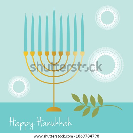 Similar – Image, Stock Photo Jewish Hanukkah menorah on blue and pink background