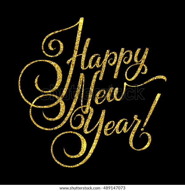 Gold Happy New Year Card Golden Stock Vector (Royalty Free) 489147073