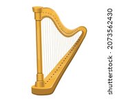 Gold harp musical instrument isolated on white background.Vector.