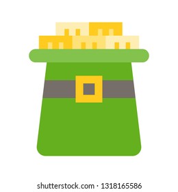 Gold in hat vector, Feast of Saint Patrick flat style icon