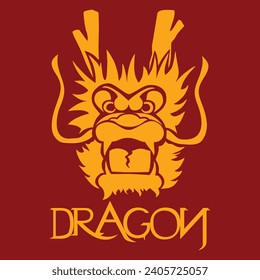 goldener Drache auf rotem Hintergrund