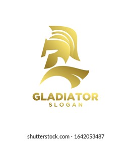 gold head gladiator spartan logo icon design