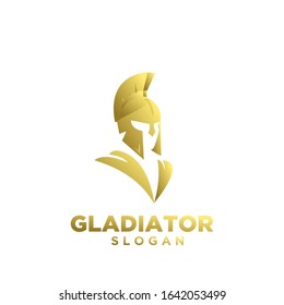 gold head gladiator spartan logo icon design