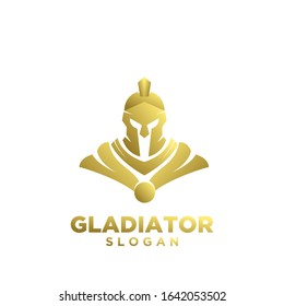 gold head gladiator spartan logo icon design