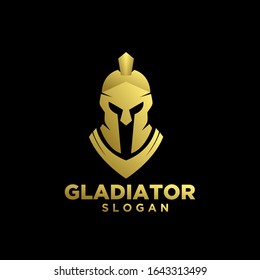gold head gladiator spartan logo icon design with black background