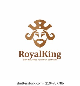 gold head king logo design template.