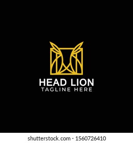 gold head lion logo vector concept with luxury style