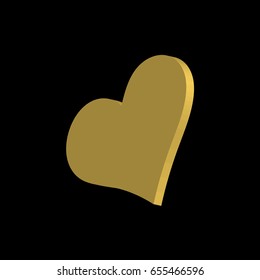 Gold heart 3D. Vector.