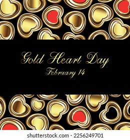 Gold Heart Day. Design suitable for greeting card poster and banner