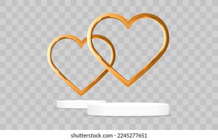 Gold Heart Element Design. Vector Illustration