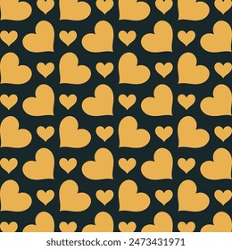 Gold heart favored trendy multicolor repeating pattern vector illustration design