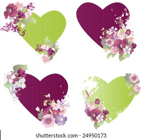 Gold  heart with floral ornament. Vector images scale to any size