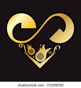 Gold heart with floral pattern