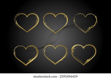 Gold heart frame. Gold heart design with sparkling stars.