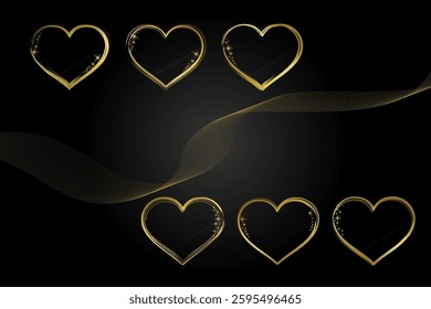 Gold heart frame. Gold heart design with sparkling stars.