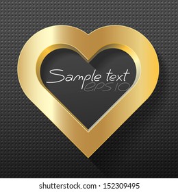 gold heart frame on metal background