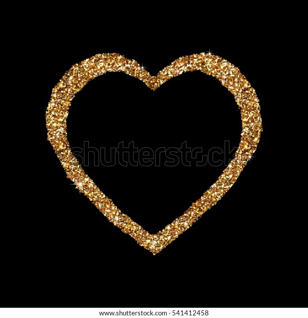 Gold Heart Glittering Isolated On Black Stock Vector Royalty Free