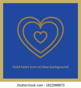 Gold heart icon on blue background