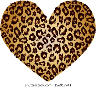 Gold heart with leopard print texture pattern