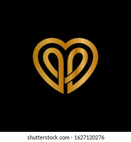 Gold heart logo. Infinity love vector icon. Luxury linear golden logo