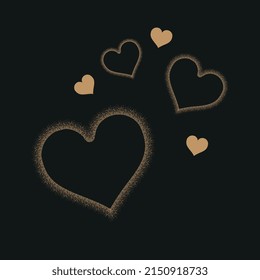 Gold Heart. Love. Gold heart Frame Vector. Calligraphy heart background. Heart Gold. 