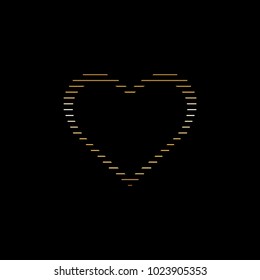 Gold heart on a black background.