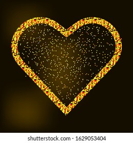 Gold Heart on dark Background. 
