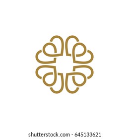 Gold Heart Ornamental Flower Logo Template Illustration Design. Vector EPS 10.