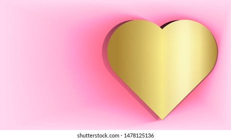 The gold heart pattern on the soft pink background. ( vector )