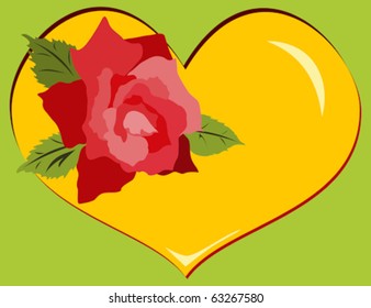 gold heart with rose