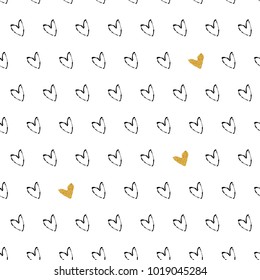 Gold heart seamless pattern. Happy valentines day and weeding design elements.