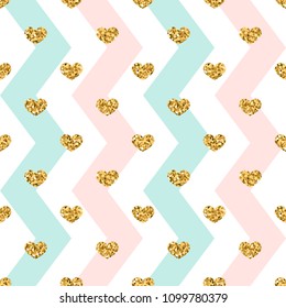 Gold heart seamless pattern