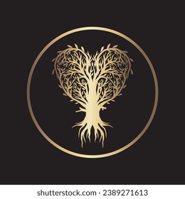 Gold heart shaped Tree Logo
