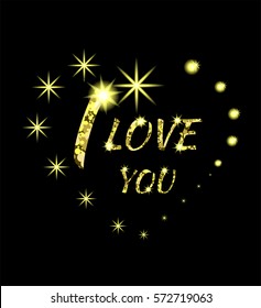 Gold heart. Vector Illustration. Glow light effect. Star burst with sparkles. Gold glitter.