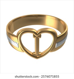 Gold Heart Wedding Ring Initial I. Vector images are produced from the tracing process