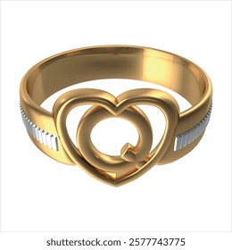 Gold Heart Wedding Ring Initial Q. Vector images are produced from the tracing process
