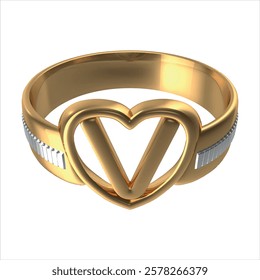 Gold Heart Wedding Ring Initial V. Vector images are produced from the tracing process