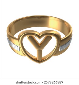 Gold Heart Wedding Ring Initial Y. Vector images are produced from the tracing process