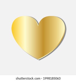 gold heart in the white background.