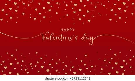 Gold hearts frame red background. With message of Happy Valentine's Day. For banner, greeting card and flyer etc.